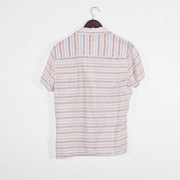 MR TURK Men's Short Sleeve Button up Shirt pastel stripe cotton sz Small - Picture 6 of 6